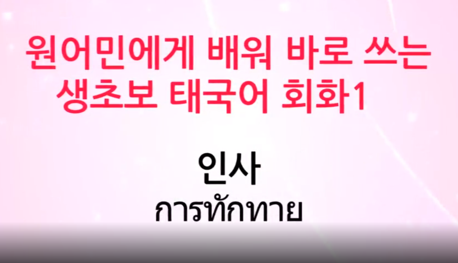 [벼락치기] 원어민에게 배워 바로 쓰는 생초보태국어회화