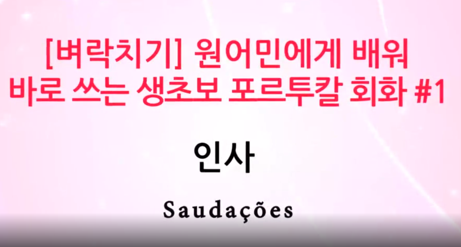 [벼락치기] 원어민에게 배워 바로 쓰는 생초보포르투칼어회화